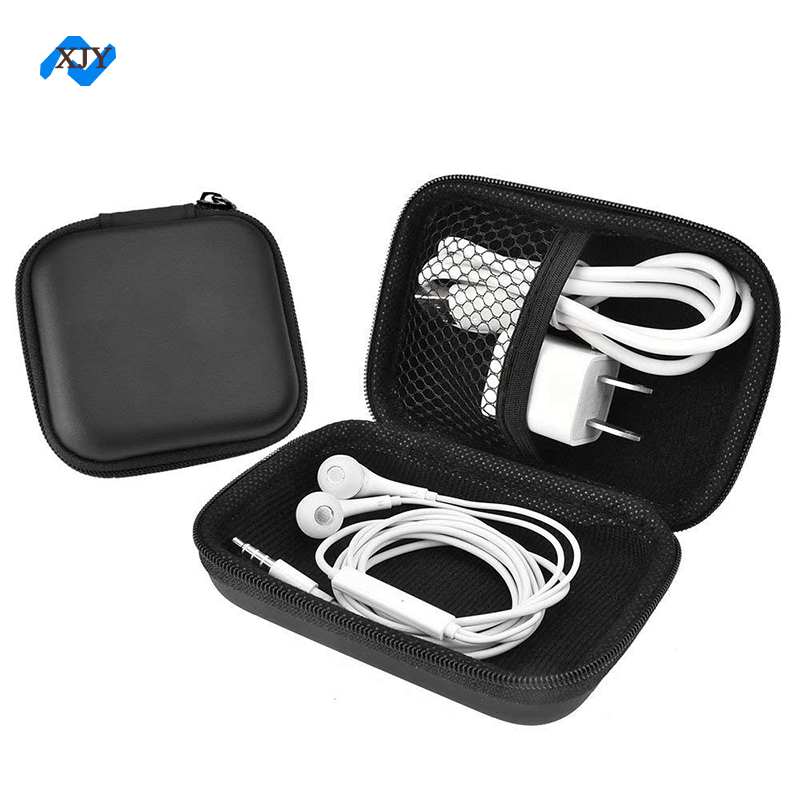 PU Leather Small Eva Usb Cable Case With Mesh Pockets
